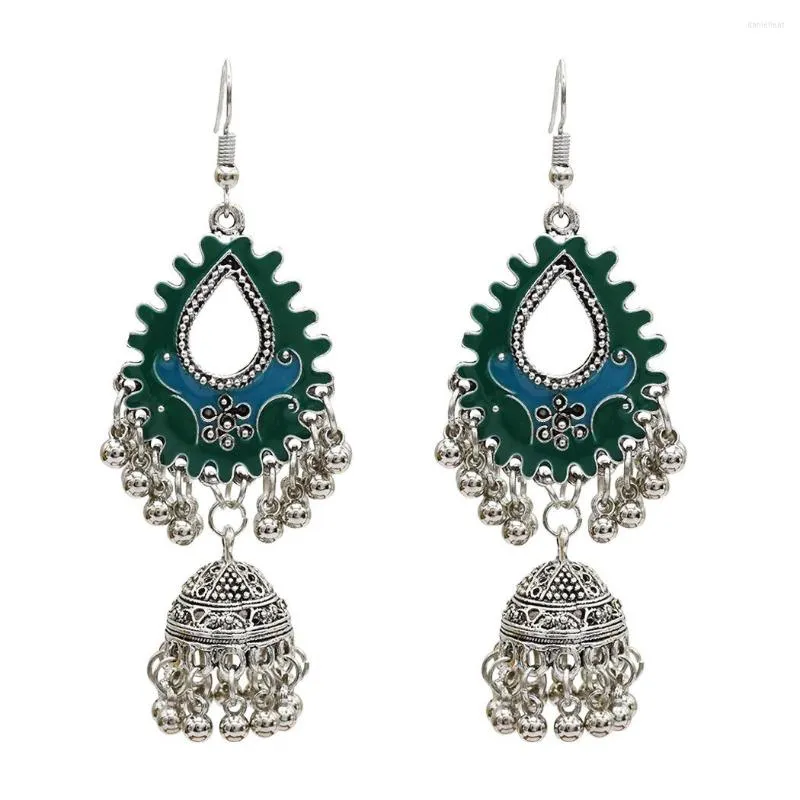 Baumelnde Ohrringe, klassischer Tropfen-Anhänger, Jhumki für Frauen, Vintage-Feueruhr, afghanischer Pakistan-Zigeuner, ethnischer Stamm, Braut-Ohrschmuck