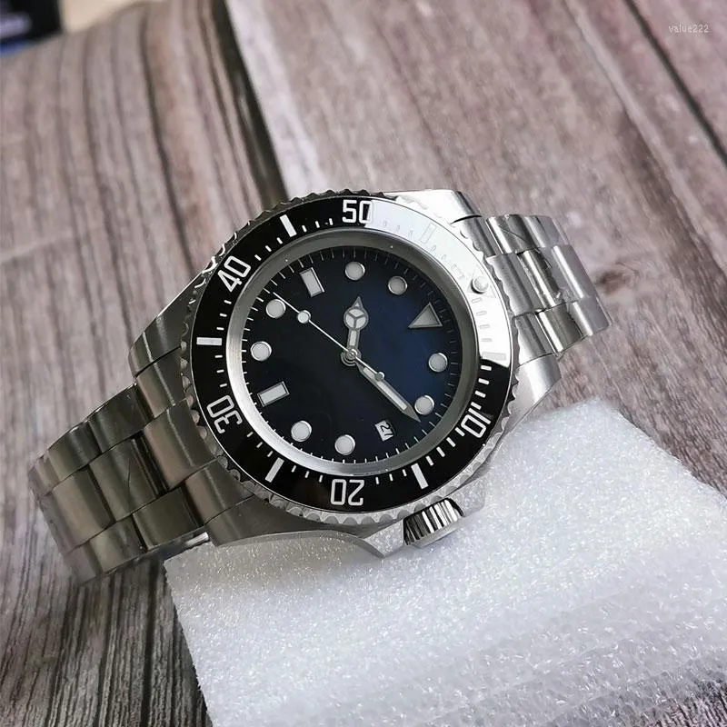 Wristwatches SEA BLUE BLACK Dial 43mm Mechanical Automatic Mens Watch Rotating Bezel Ceramic Insert 24 Jewels NH35A MIYOTA 8215 Oyster Strap