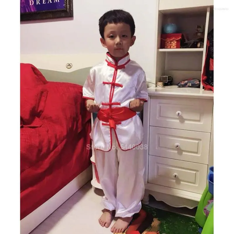 Desgaste do palco crianças Terno tradicional chinês Kungfu para crianças Taichi Uniform meninas meninos Tang Hanfu Desempenho de fantasia