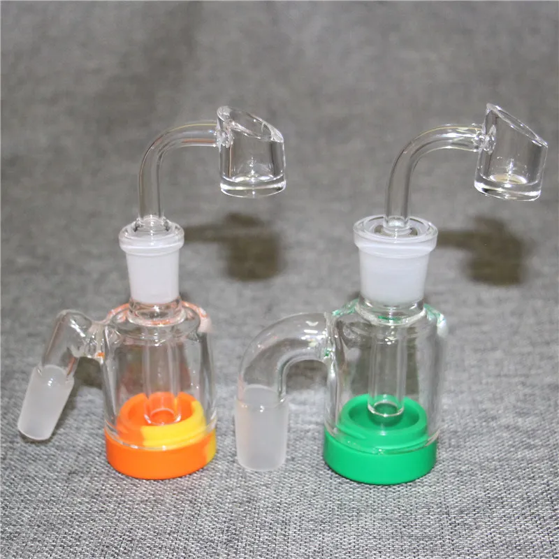 Narghilè Glass Ash Catcher con quarzo banger 7ML Contenitore in silicone 14MM 18MM giunto bong in vetro pipa ad acqua piattaforma petrolifera ashcatcher