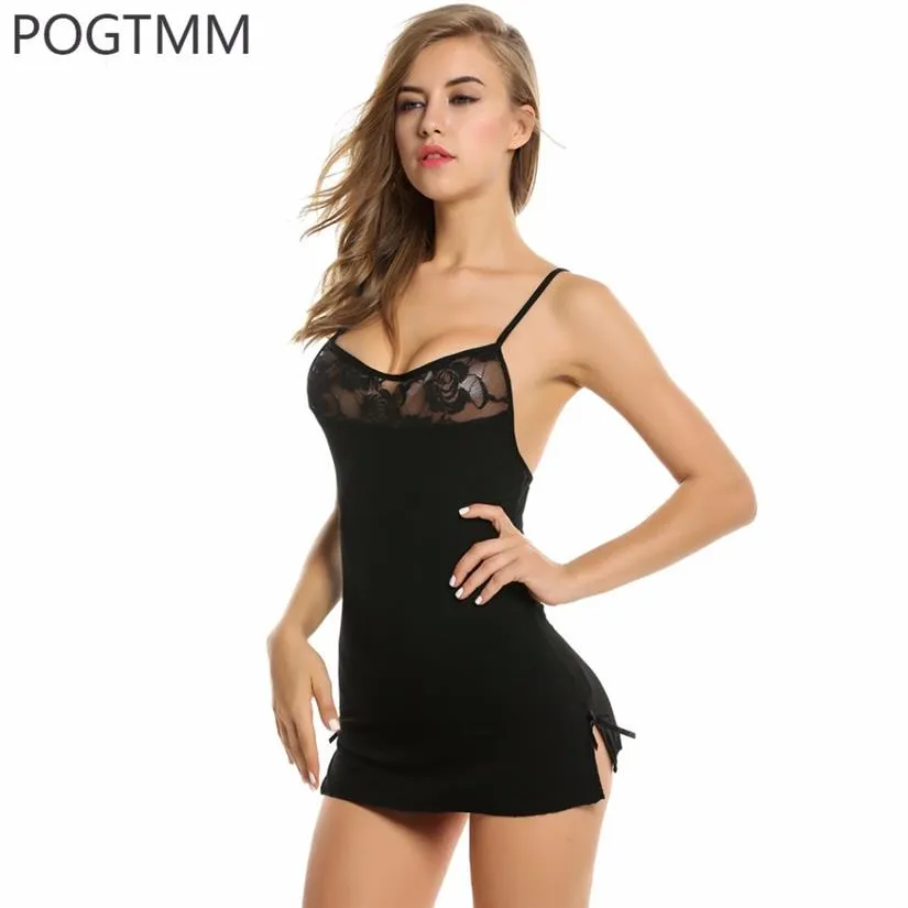 Kurze Mini Spitze Nachtkleid Dessous Sexy Erotische Unterwäsche Set Frauen Baby Puppe Porno Chemise Weibliche Sex Kostüm Schwarz Rot l3 Y1220l