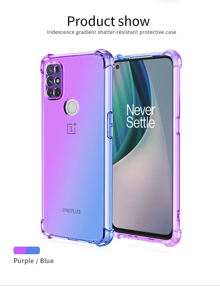 Gradiënt zachte TPU -gevallen voor OnePlus Nord 3 Ce lite Ace 2V 11R 11 N300 5G Pro 10T 2T -cover