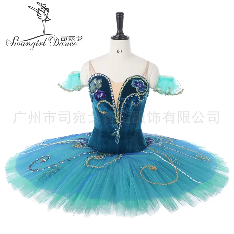 Green Sleeping Beauty USA Ballet Comeptiton Girls La Esmeralda Variation Professional Stage Costume Tutu Adult9038