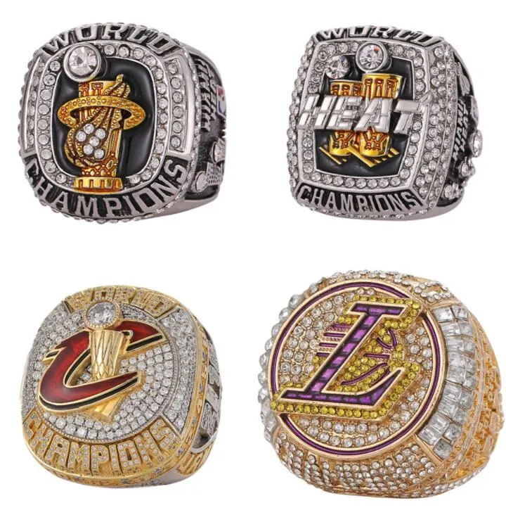 4 stuks James Basketball Team Champions Championship Ring Set met Houten Doos Souvenir Mannen Vrouwen Jongen Fan Brithday Gift 2023 Hip Hop Sieraden Sport Punk