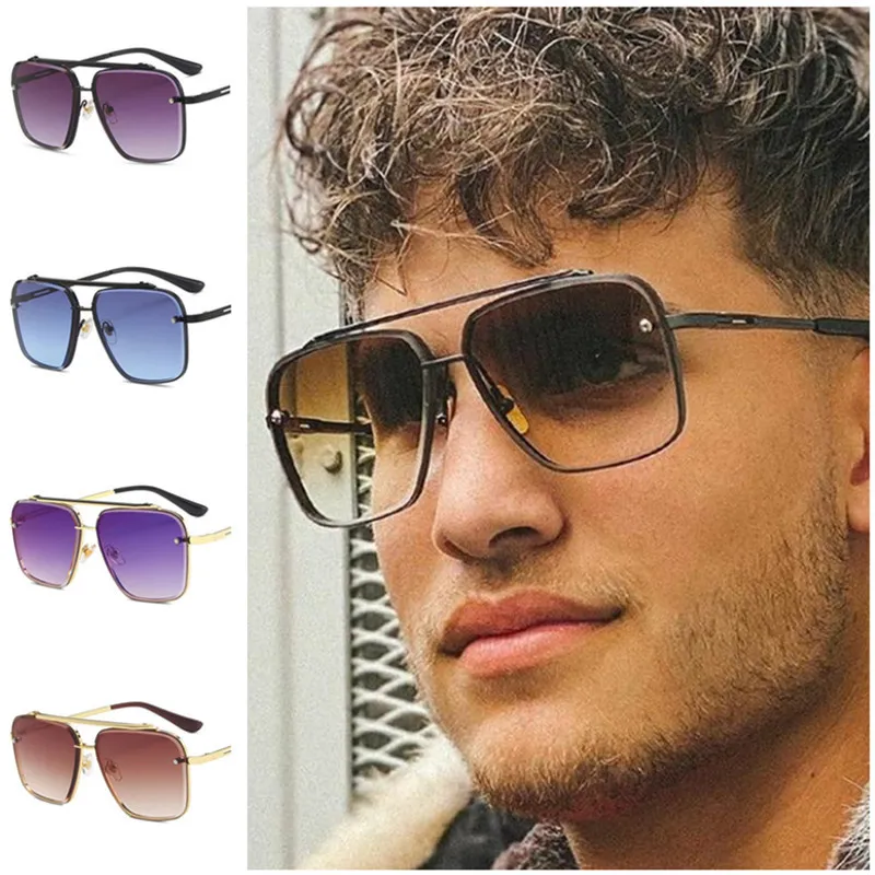 NEW Sunglasses Men Rimless Sun Glasses Double Beam Anti-UV Spectacles Eyeglasses Alloy Frame Ornamental