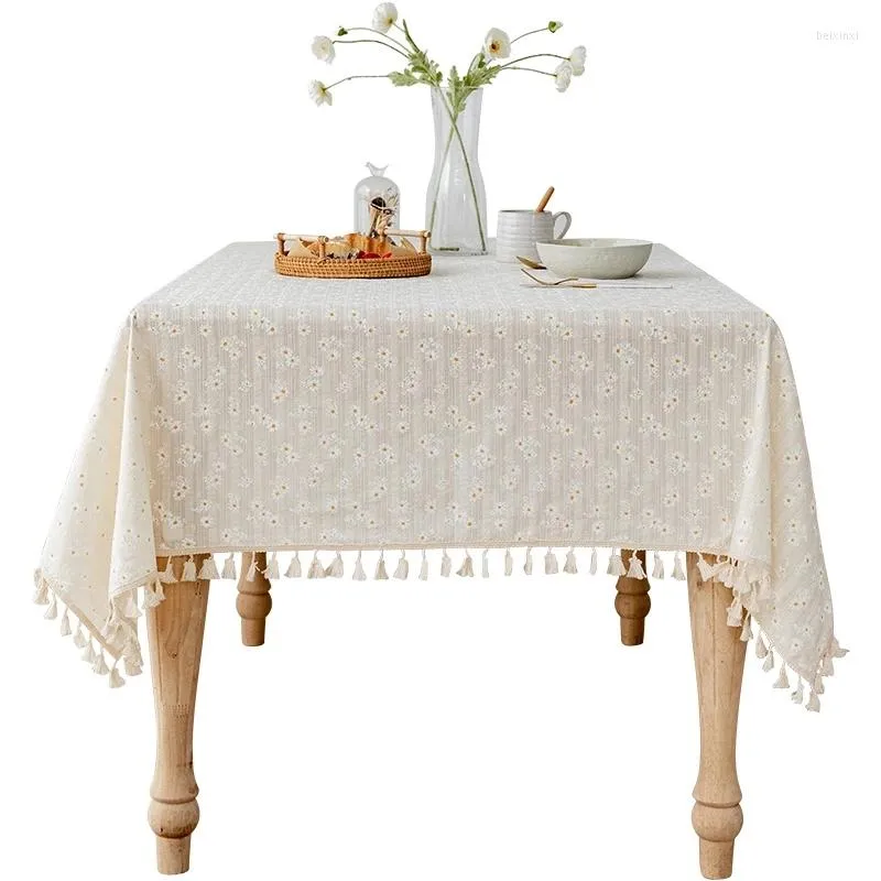 Bordduk 1pcs Linen Tracloth Christmas Dining Cover Picnic Birthday Party DAISIES PLACEMATS MANTEL DE NAVIDAD E011