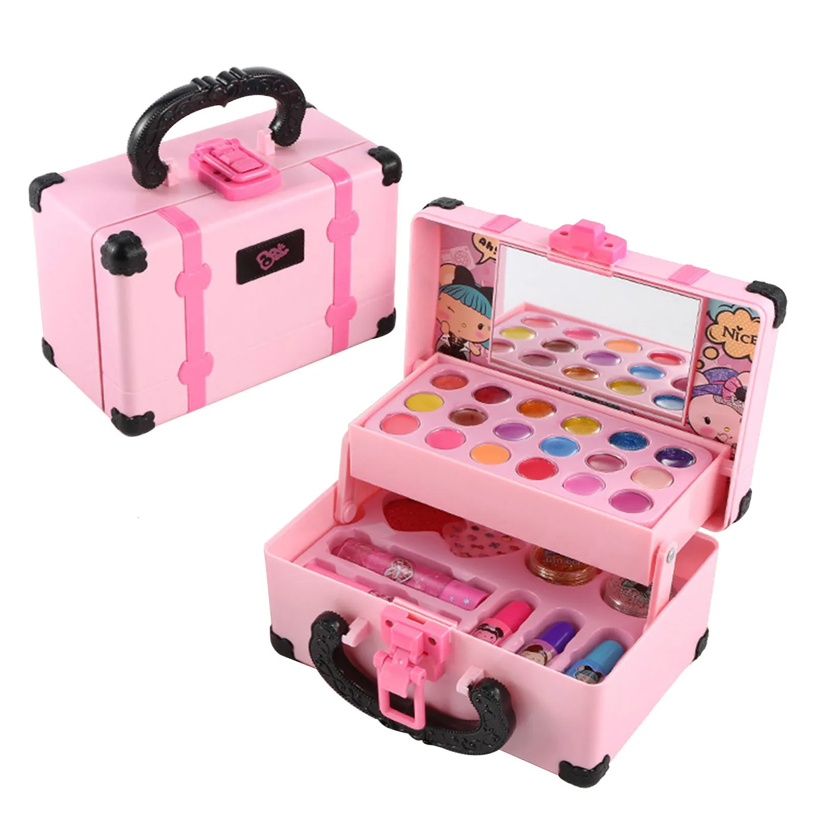 Beauty Fashion 30ps Kids Makeup Kit For Girl - Поймаемая косметическая игрушка с подарком на день рождения для девочек 4-8 лет 230216