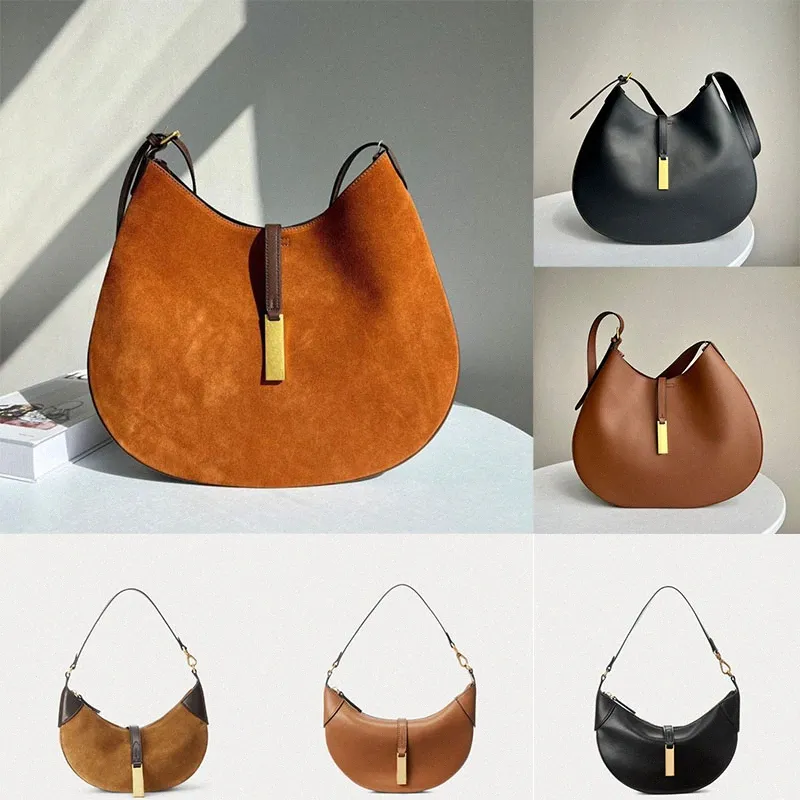 Half Moon Shoulder Bag Suede Leather Tote Handbag for Women Casual Large Mini Clutch 2024 Trend Style