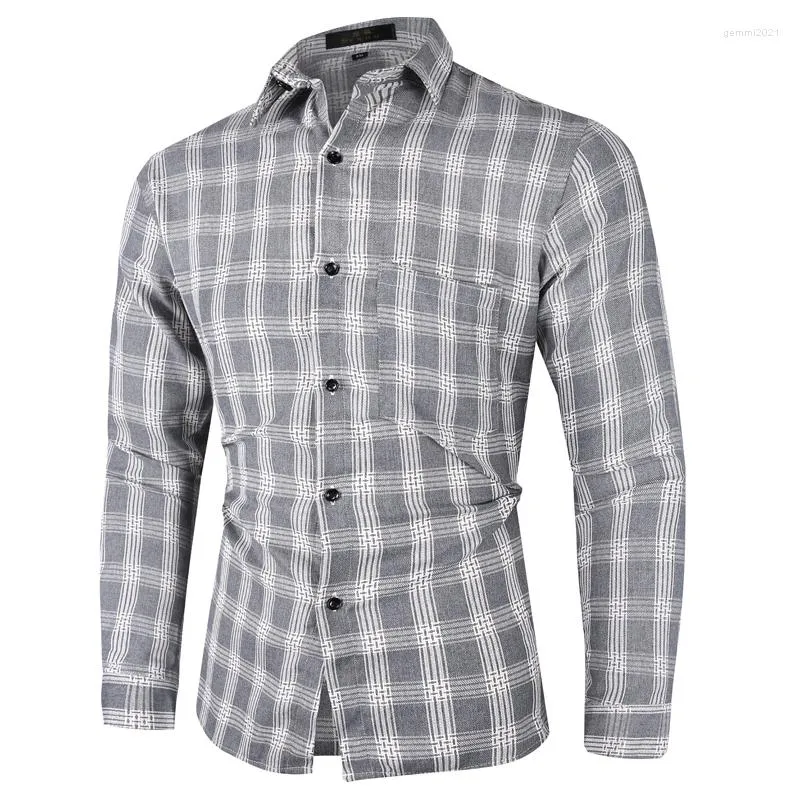 Men's Polos 2023 Spring Smart Casual Men's Cotton Plaid Shirt Male Business Office Long Sleeve High Quality Clothes