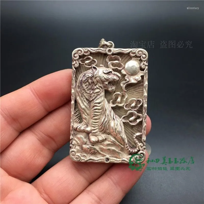 Zincirler Antik Bel Token İçi Boş El Yapımı Miao Silver Tibet Kaplan Kolye