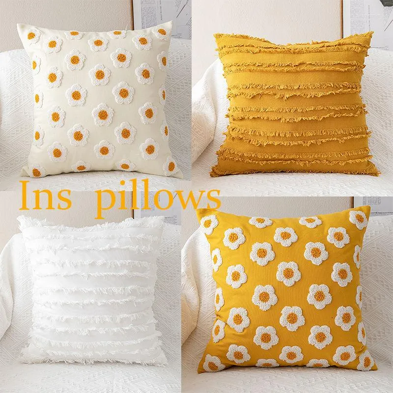 Pillow Style Daisy Flower Cover With Core Living Room Sofa Backrest Waist Bedroom Bedside Cushion