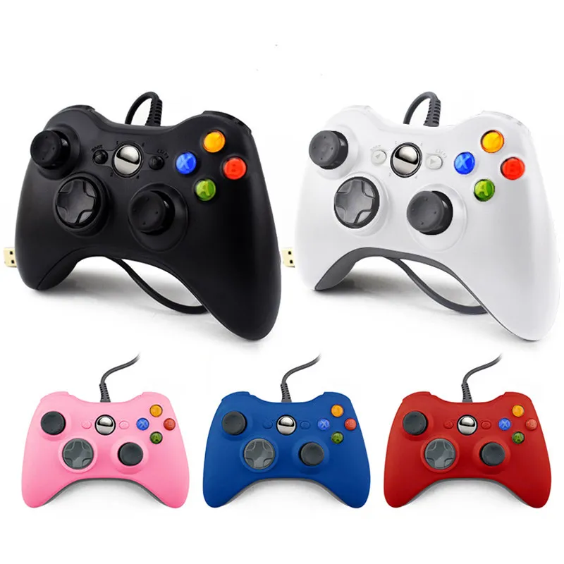 Contrôleur de jeu de manette de jeu filaire pour Microsoft Xbox 360 Steam Console PC Windows 7/8/10 avec logo et emballage de vente au détail DHL