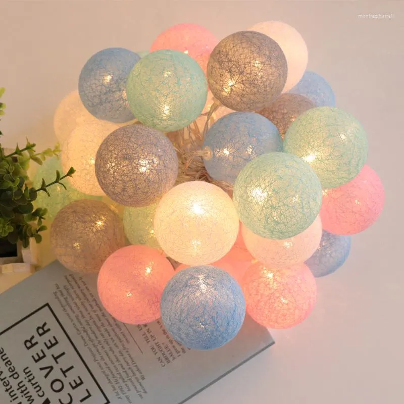 문자열 20 LED Cotton Balls Lights Led Fairy Garland Ball Light Home Kid Bedroom 크리스마스 파티 정원 휴가 조명 장식