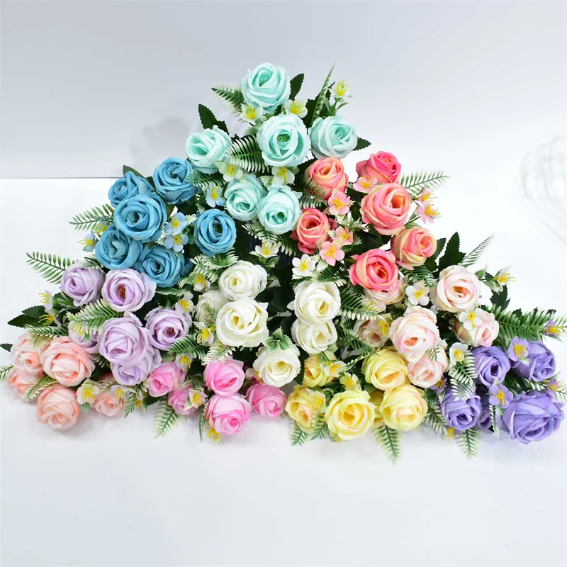 Silk lange stengel rozen boeket bruiloft bloemen plastic bloemen valentijnsdag bruiloft feestkantoor home decor