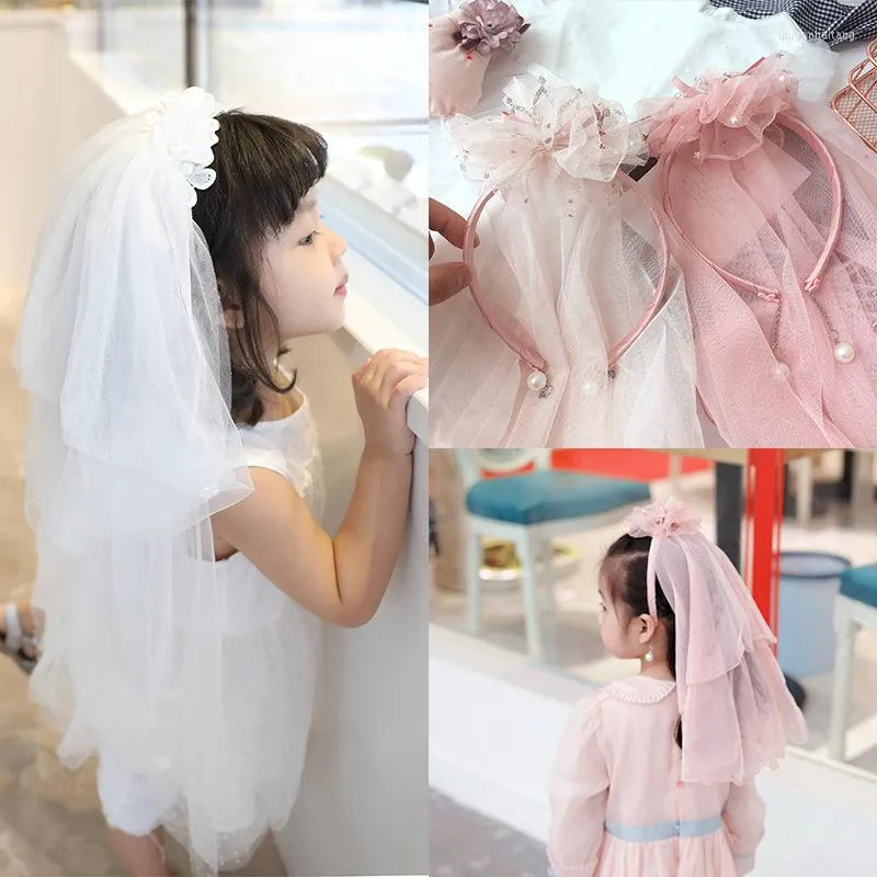 Hår tillbehör söta baby flickor hårband barn krona mesh koreansk prinsessa hatt barn huvudbonader söta