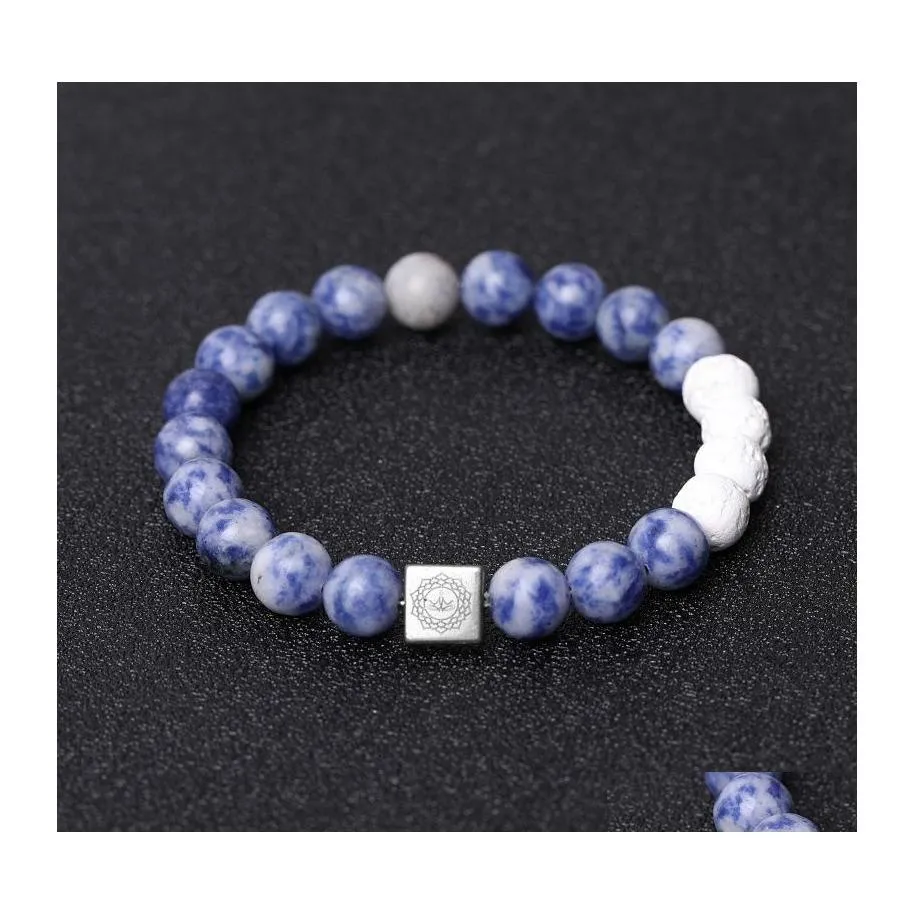 Bedelarmbanden yoga meditatie charmes witte lava stenen kralen armband minnaar handgemaakte vrouwen mannen energie stenen paar armbanden sieraden dhx7j