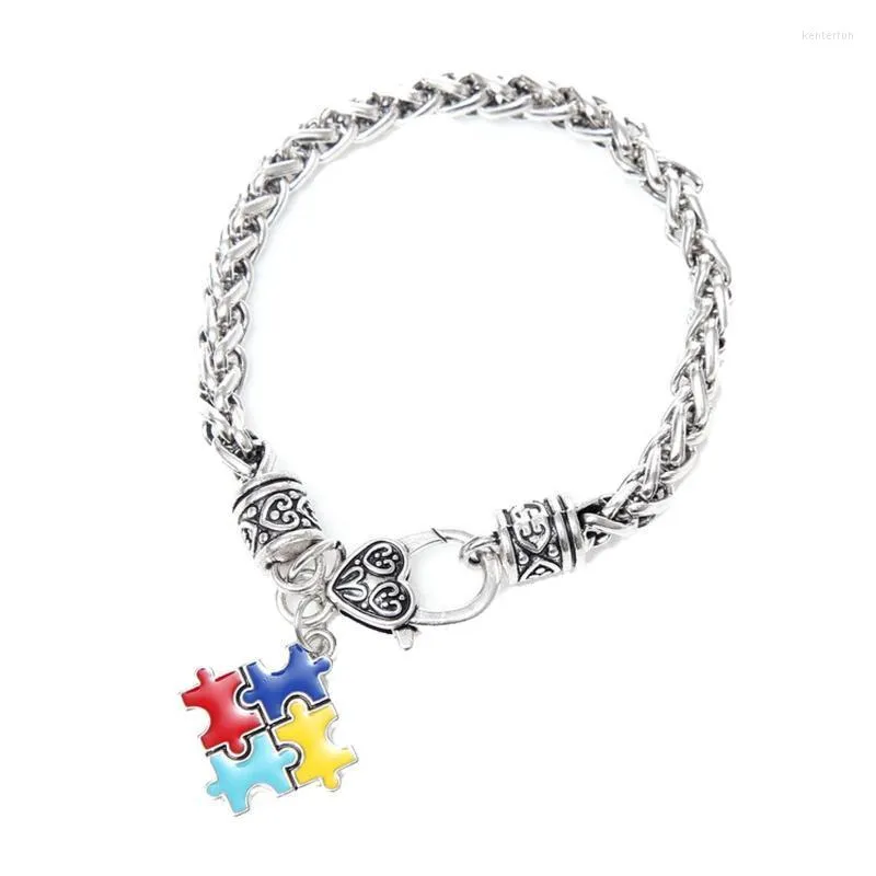 Puzzla Bangle Mała bransoletka Autyzm Autyzm Enamia Urok Kolorowe bransoletki Druhny Złote Kolczyki Digital Mens Watchbangle Kent22