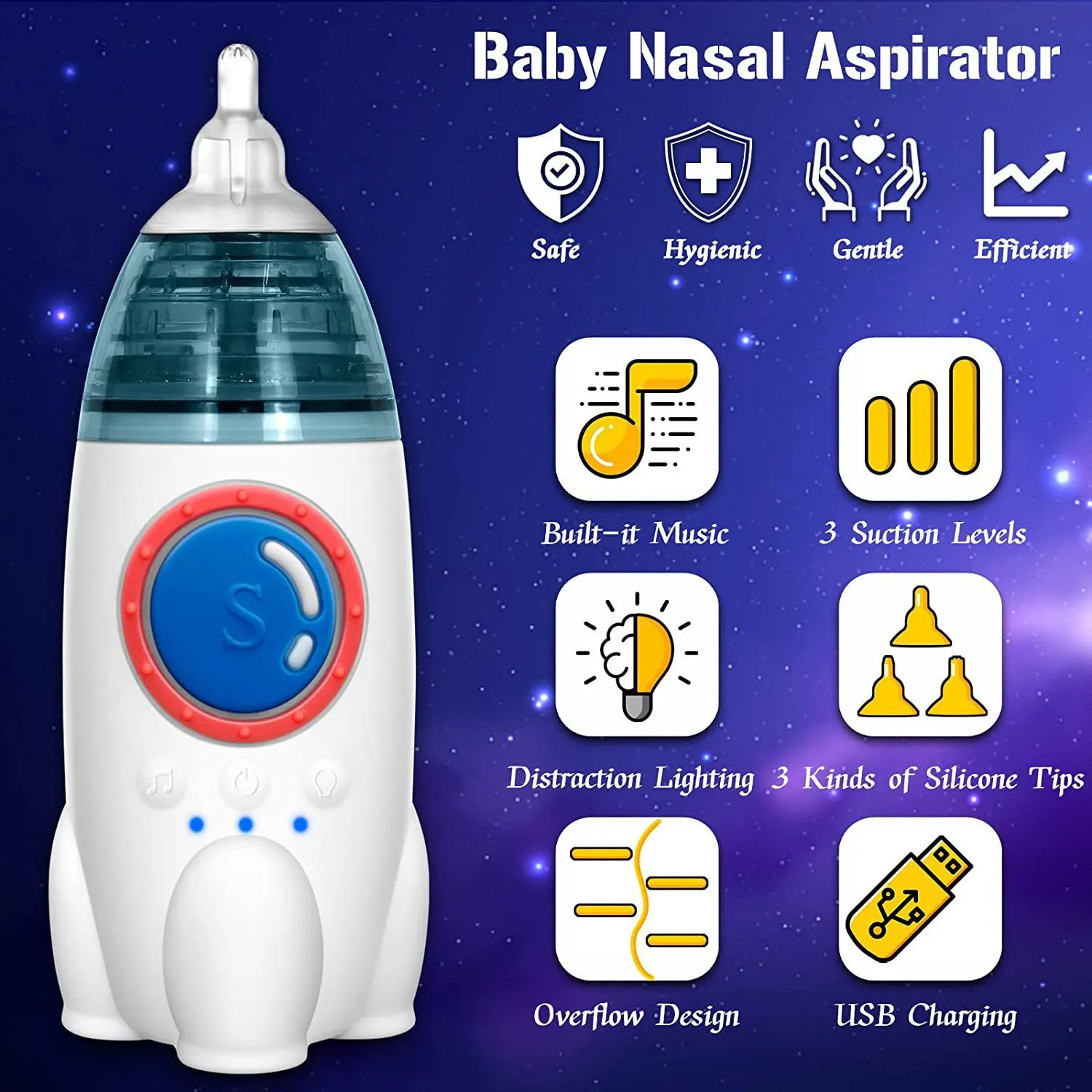 Nasal aspirator with vacuum cleaner adapter