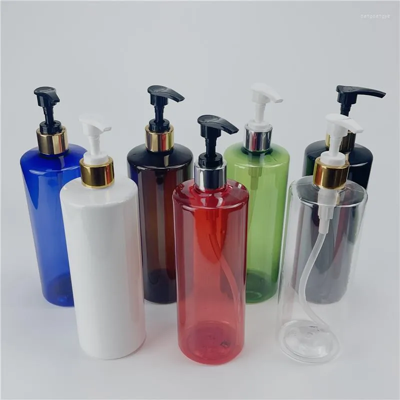 Opslagflessen 500 ml x 12 gouden zilveren kraagpomp cosmetische container vloeistof zeep dispenser shampoo douchegel huisdierenverpakkingsfles