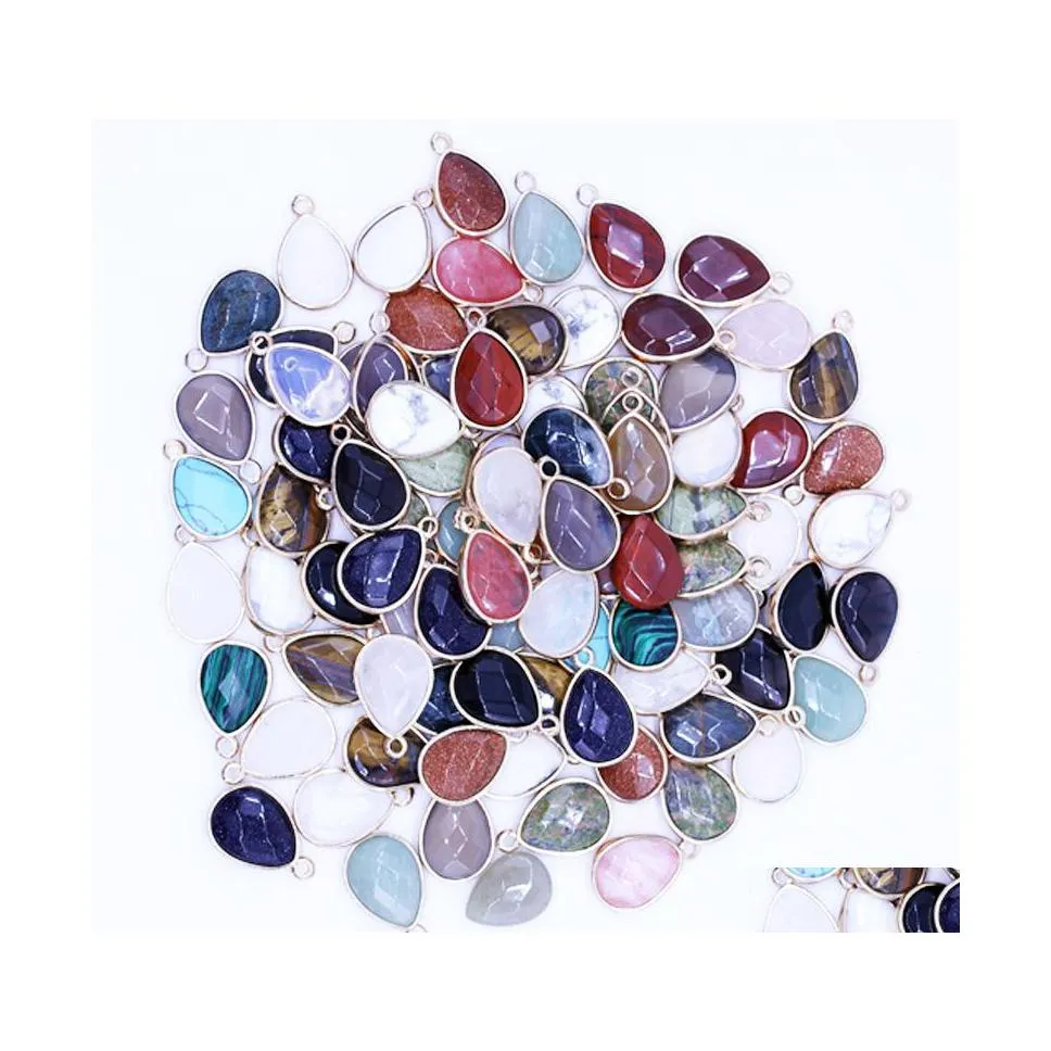 Charms Natural Druzy Crystal Quartz Stone Mixed Pendenti Connettore per orecchini collana fai da te Creazione di gioielli Drop Delivery Risultati C Dhtd2