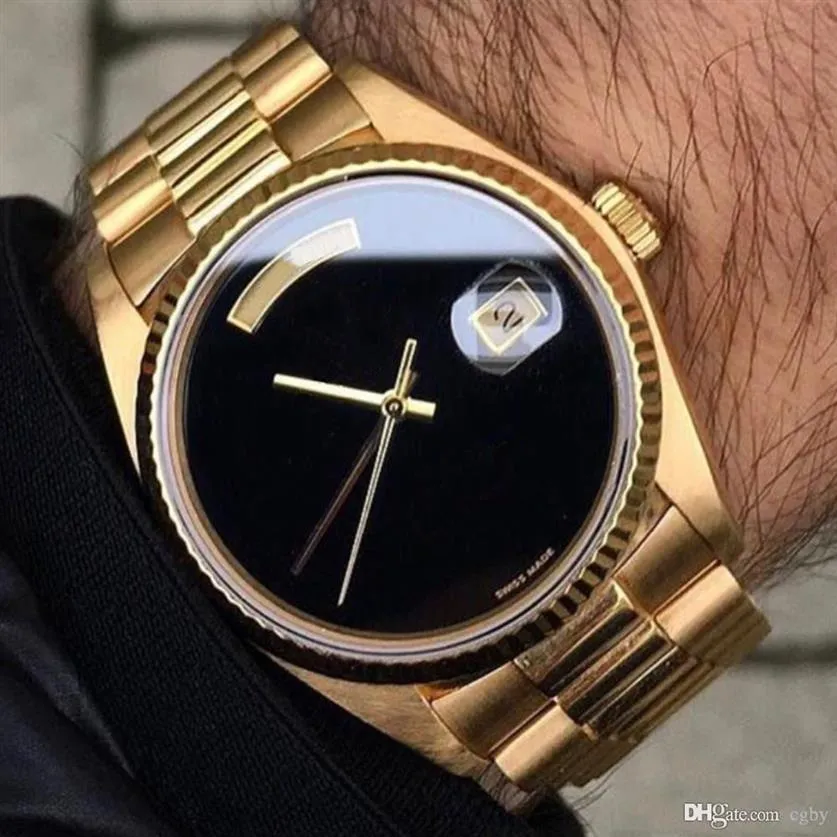 Высококачественные бренды мужская автоматическая дата часов Big Black Surface Mechanical Sapphire Original 18k Gold Buckle181R