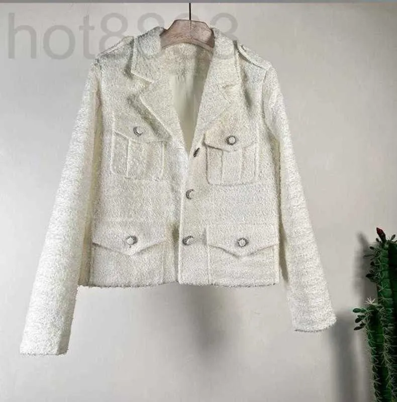 Jackets feminino Designer de outono de manga longa Pescoço rosa Baixão de tweed de tweed chuchu aqee