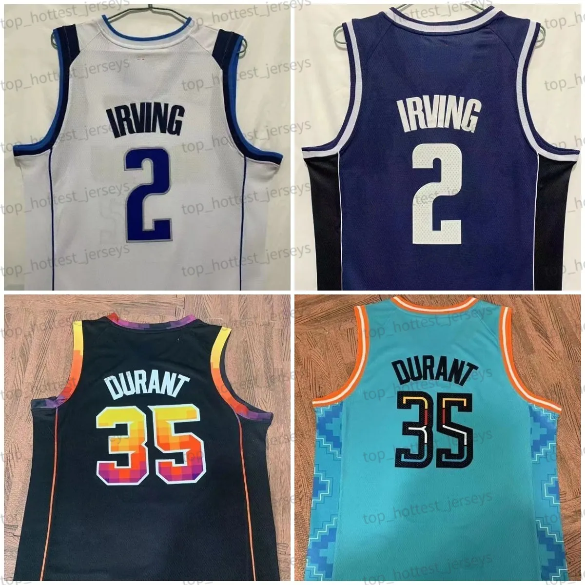 Nowa Kyrie 2 Irvin Jersey Durant 35 Czarna niebieska biała koszulka Męskie Koszykówka Jersey 2023