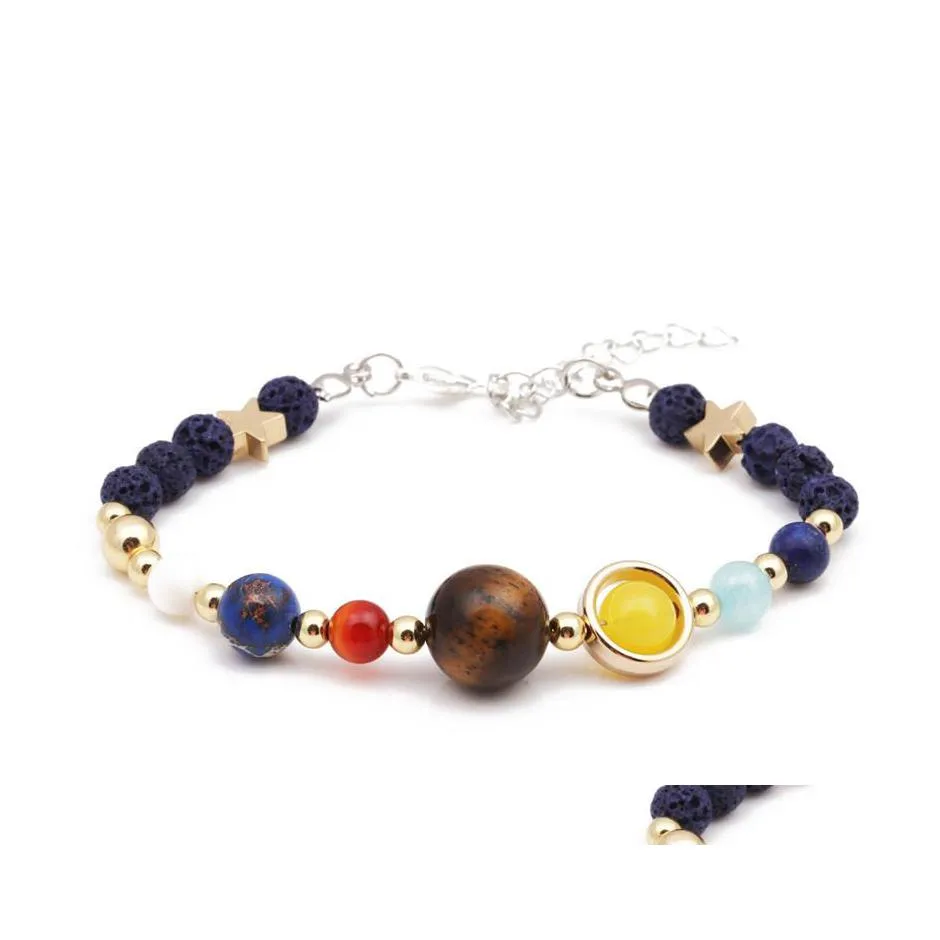 Charm Bracelets Universe Galaxy The Eight Planets In Solar System Guardian Star Natural Stone Lava Aromatherapy Essential Oil Diffus Dhyyt