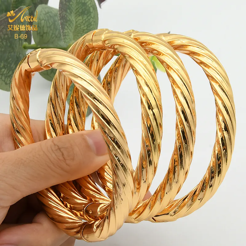 Bangle Dubai Gold Color Copper Indian for Women African Jewellery Bracelets Luxury Brasilian's Wedding Designer 230215