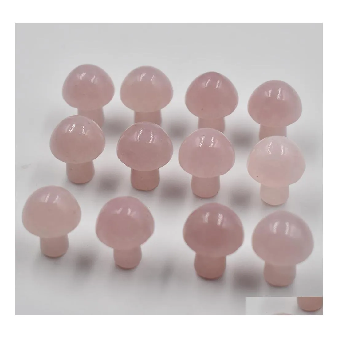 Stone 2Cm Cute Rose Quartz Mini Mushroom Plant Statue Natural Carving Home Decoration Crystal Polishing Gem Drop Delivery Jewelry Dhfdb