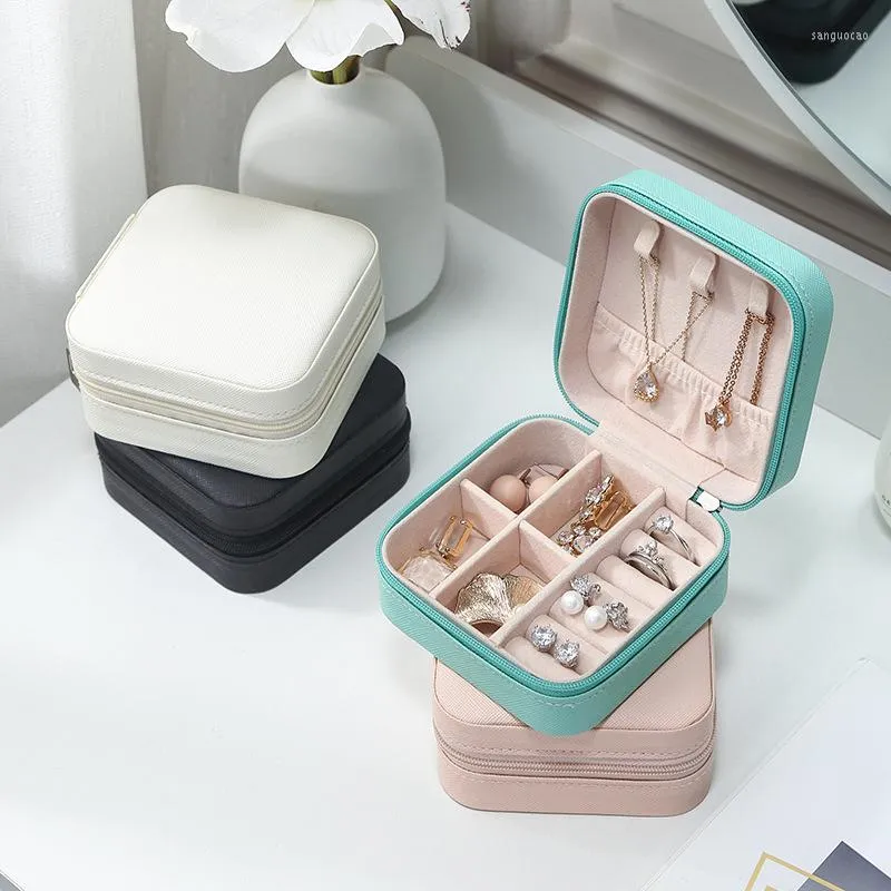 Storage Boxes Fashion Luxury Jewelry Bag Travel Portable Earrings Leather Box