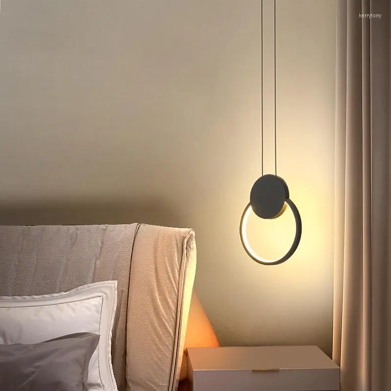 Kroonluchters Modern Led kroonluchter licht voor slaapkamer Bedside Keukenbar Huis Deco -armaturen Zwart/witte kleur Lustres de Techocd