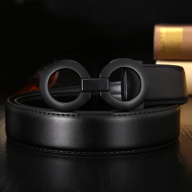 Luxury Black Leather Belt With Adjustable Metal No Buckle