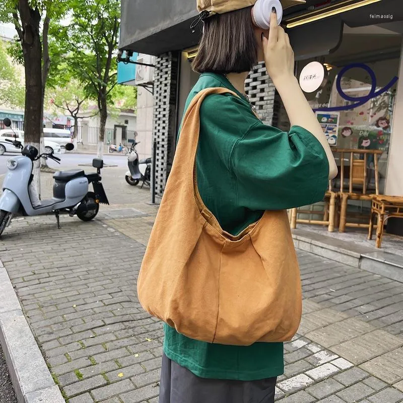 Evening Bags CGCBAG Simple Solid Canvas Shopper Tote Bag For Women 2023 Trend Large Capacity Shoulder Harajuku Designer Crossbody