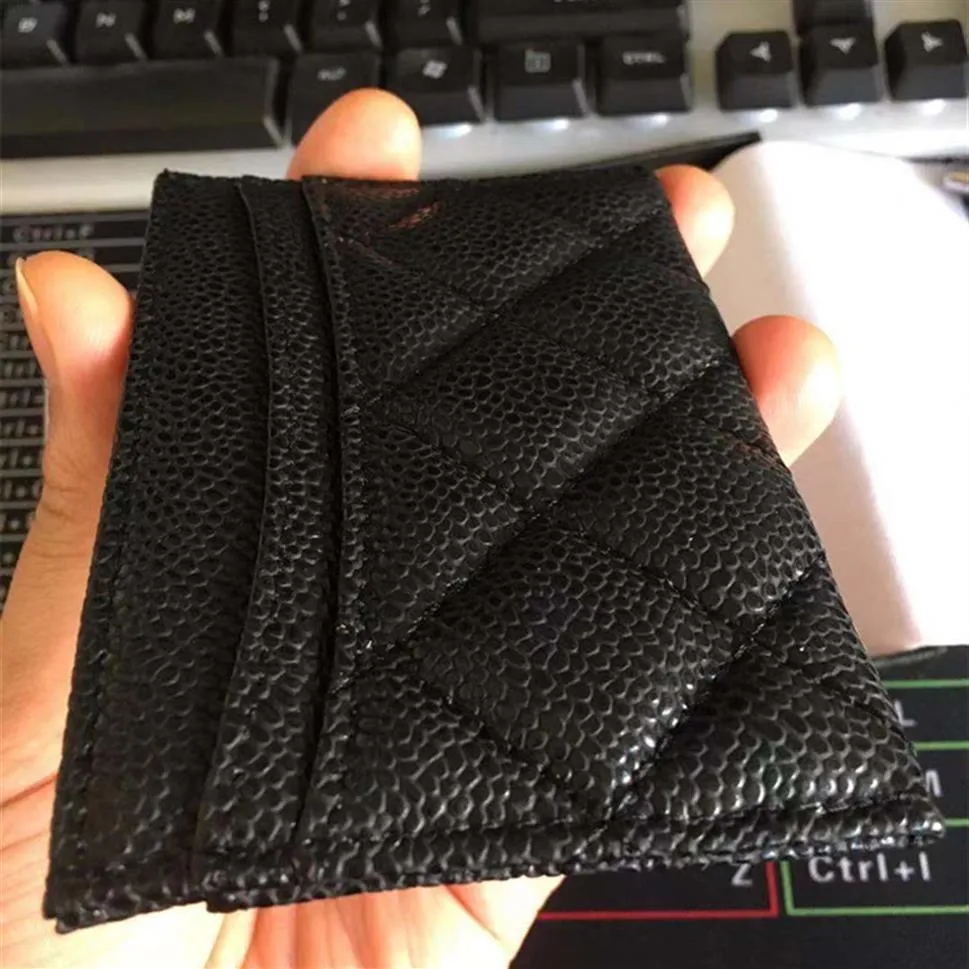 Porte-cartes de conception de modèle de caviar classique Mini portefeuilles hommes femmes portable étui de carte de crédit bancaire en cuir véritable mince carte de bus Wa259k