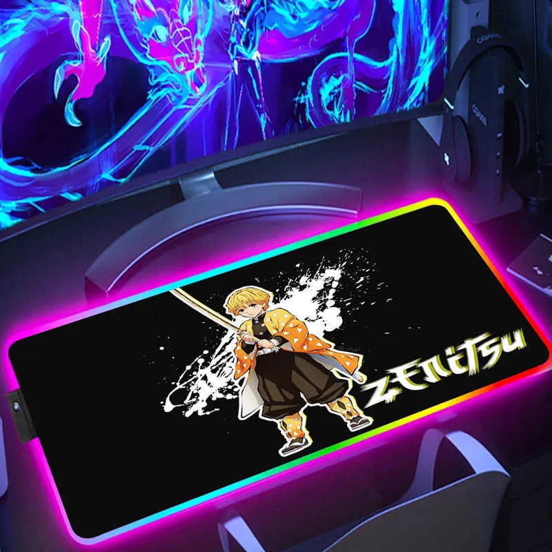 XXL Demon Slayer Gaming Mouse Pad With Wrist Rest Cute Backlit LED 