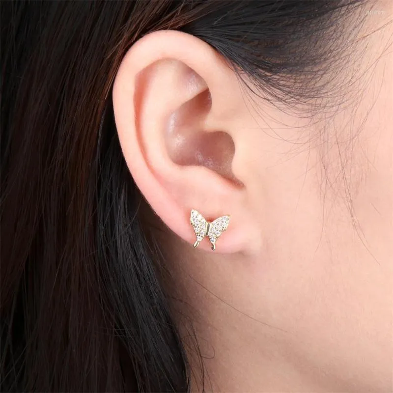 Boucles d'oreilles papillon en Zircon blanc de haute qualité, bijoux ravissants pour femmes, insectes mignons, cadeau d'années pour filles, 2023