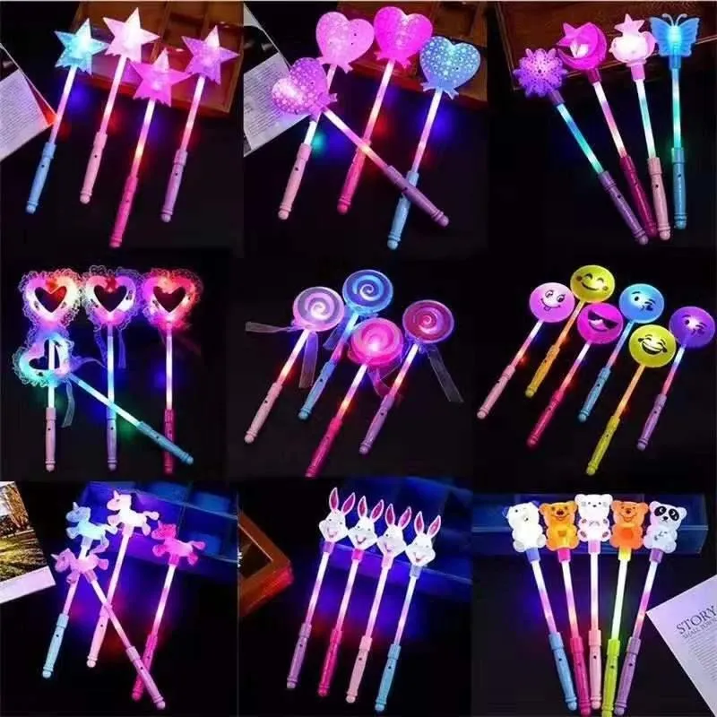 LED -tänd leksaker fest gynnar glödpinnar pekar med jul födelsedagspresent glödande i de mörka festförsörjningarna för barn vuxen