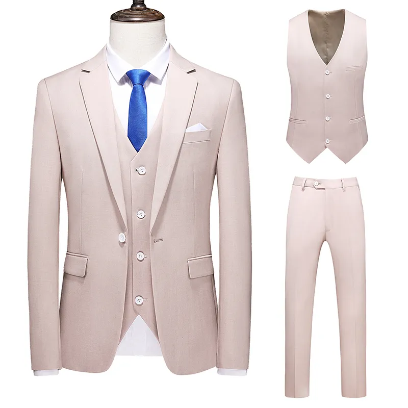 Herrenanzüge, Blazer, 3-teiliges Set, Anzug, Mantel, Weste, Hosen, modisch, für Herren, lässig, Boutique, Business, einfarbig, Bräutigam, Hochzeit, formelle Blazer, Kleid 230215