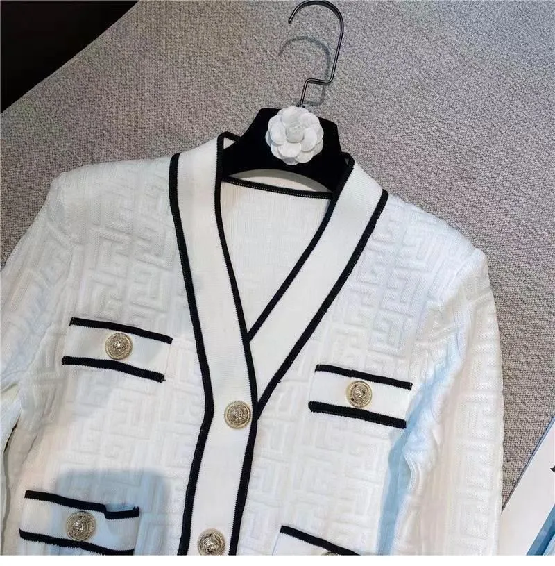 2023 damska kurtka płaszcza szczupła bluza damska kurtka designerska czarno-biała płaszcz z długim rękawem rozmiar s-xl