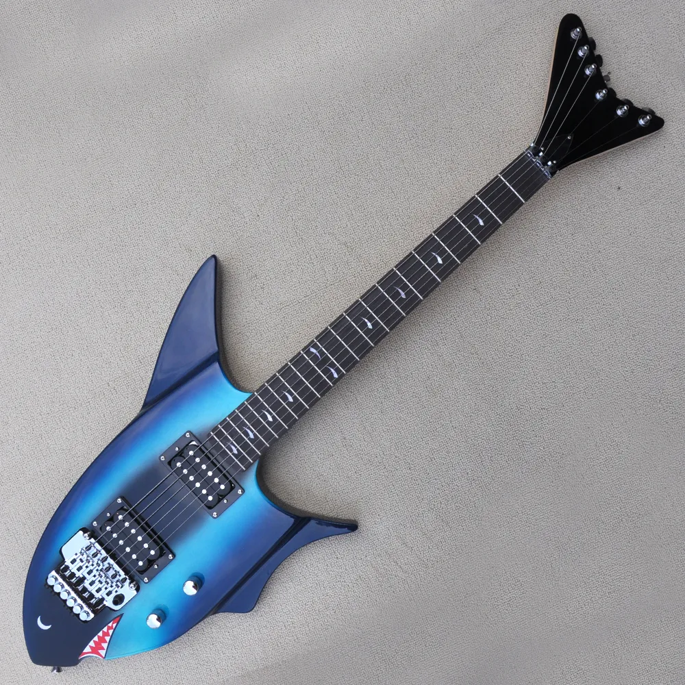 トランペット オブジェ DHgate.com:Custom Blue Electric Guitar with Shark-Shaped