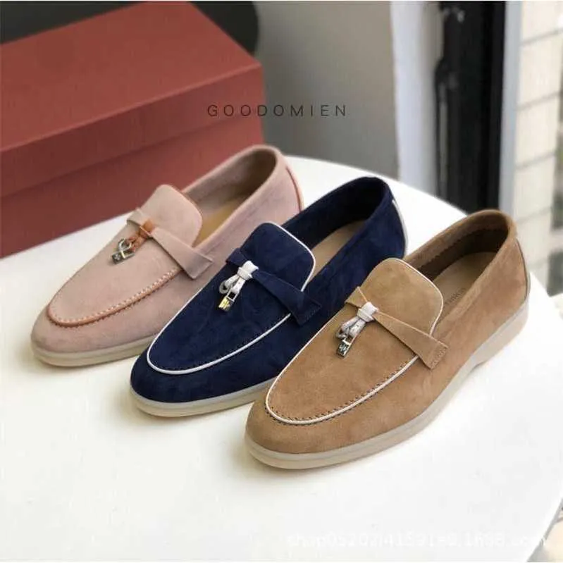 Designer Loropiana Charms Shoes 2023 Primavera e autunno New Lp Lucky Shoes Coppia morbida pelle bovina uomo pigro spinge su scarpe casual piatte