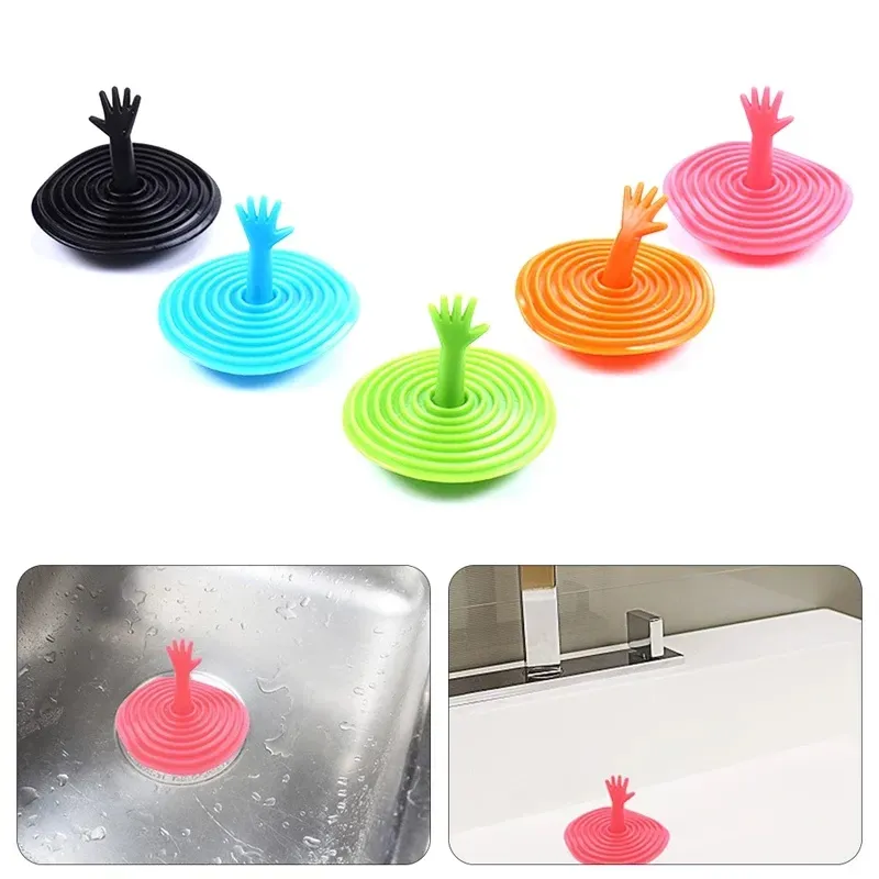 Creative Small Palm Kitchen Sink Plug Sewer Floor Drain Cover Pool Water Blocking Cover Bathroom Accessories Set Shower Curtain