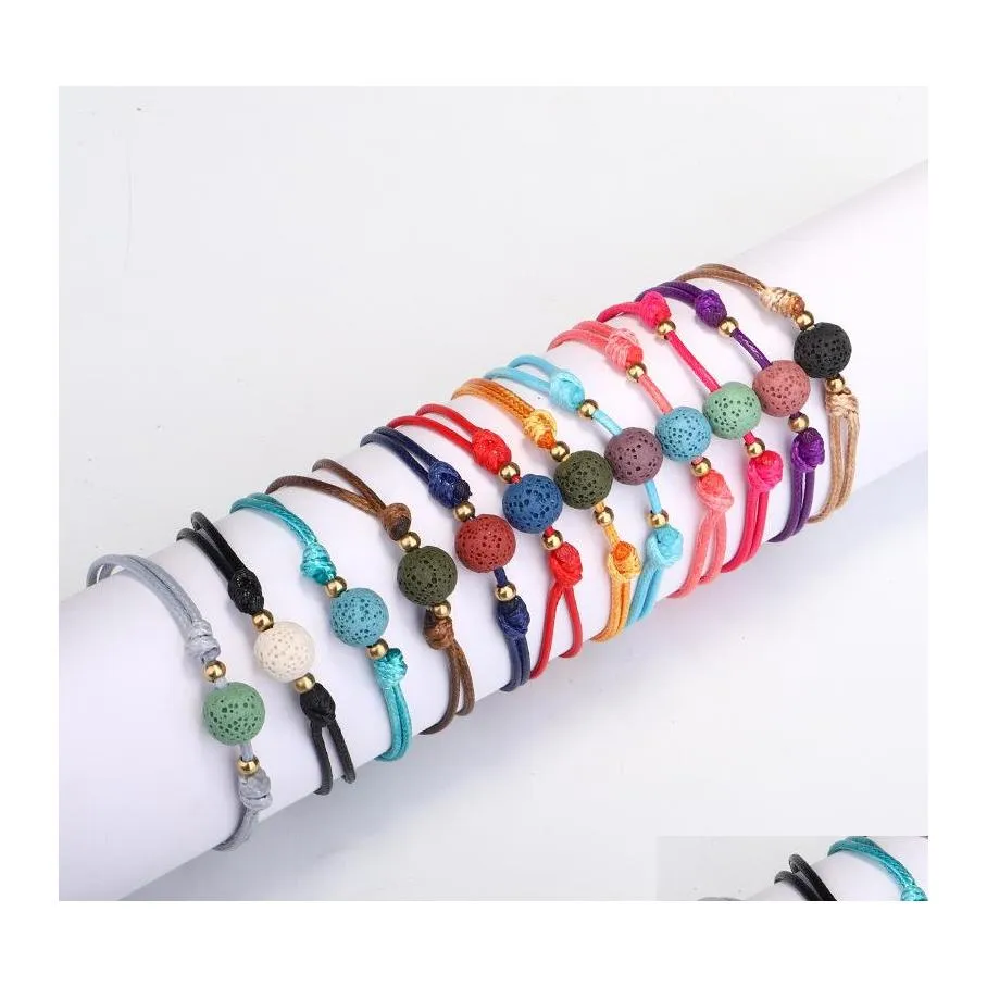 Kralen strengen handgemaakte natuursteen streng armbanden colorf lava kralen charm touw wrap armband vrouwen vrienden sieraden verjaardag se dhbhd