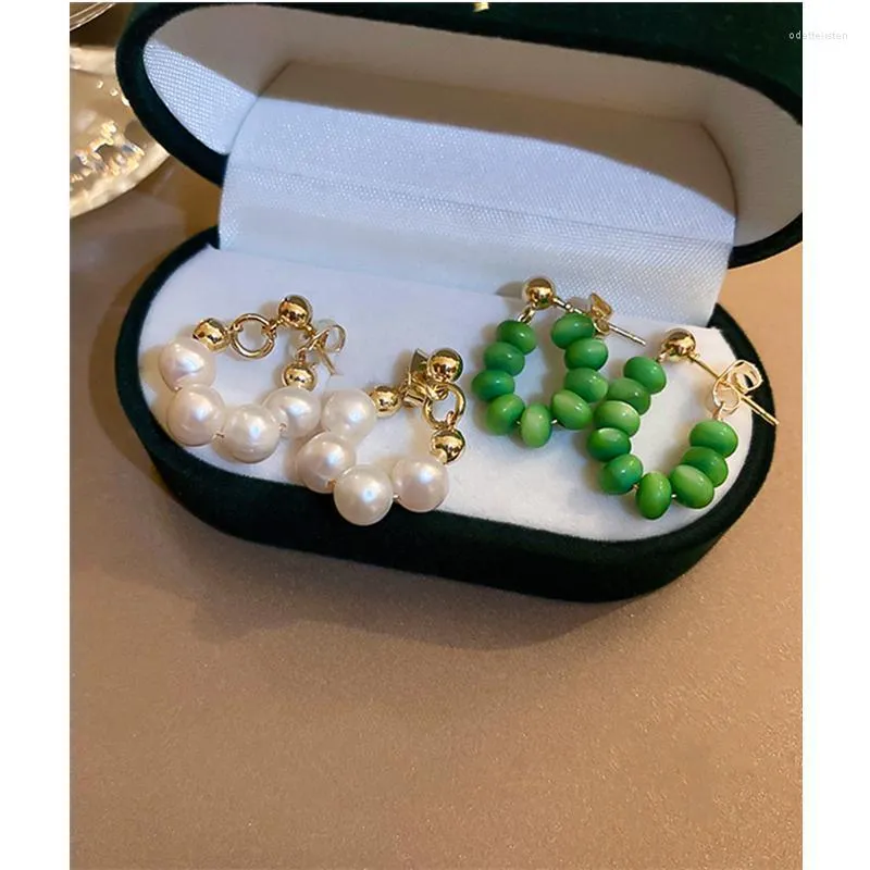Boucles d'oreilles à tige A deux pièces géométrique perle coréenne Vintage pour femmes filles fête voyage bijoux en métal HUANQI 2023Stud Odet22