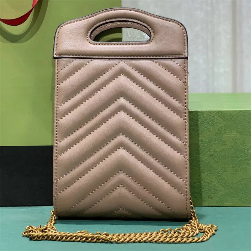 Classic Top Handle Mini Bag Matelasse Chevron Leather Designer Antique