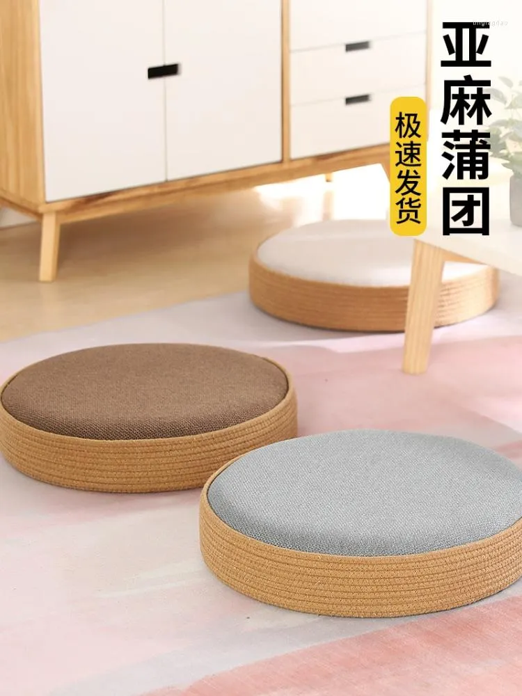 Yastık Japonya Tarz Futon Koltuk Yuvarlak Pamuk Keten Zemin Taşınabilir Açık Saç Japon Tatami Meditasyon