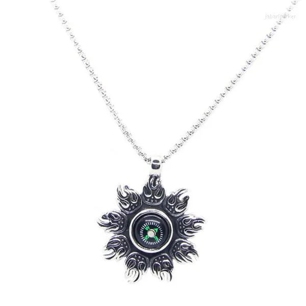 Pendant Necklaces Cool Flame Compass 316L Stainless Steel Fashion Good Quality Necklace
