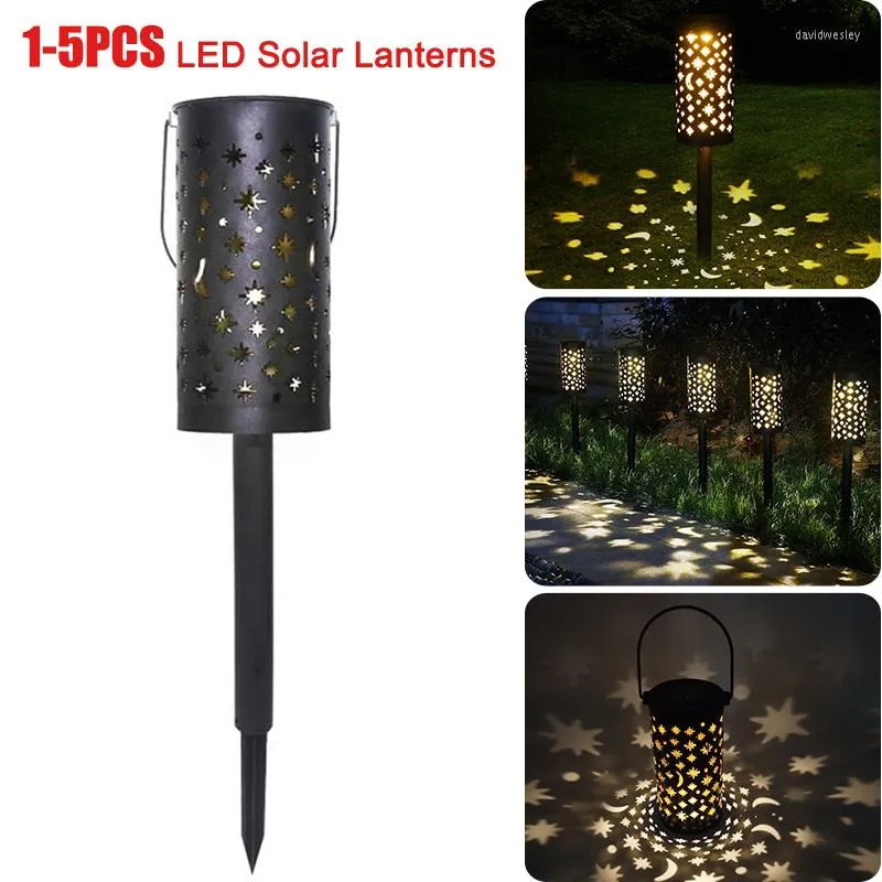 1-5pcs LED Latarns Latarns Moon Star Hollow Lawn Lamp Waterproof Outdoor Garden Yard Dekoracja oświetlenia