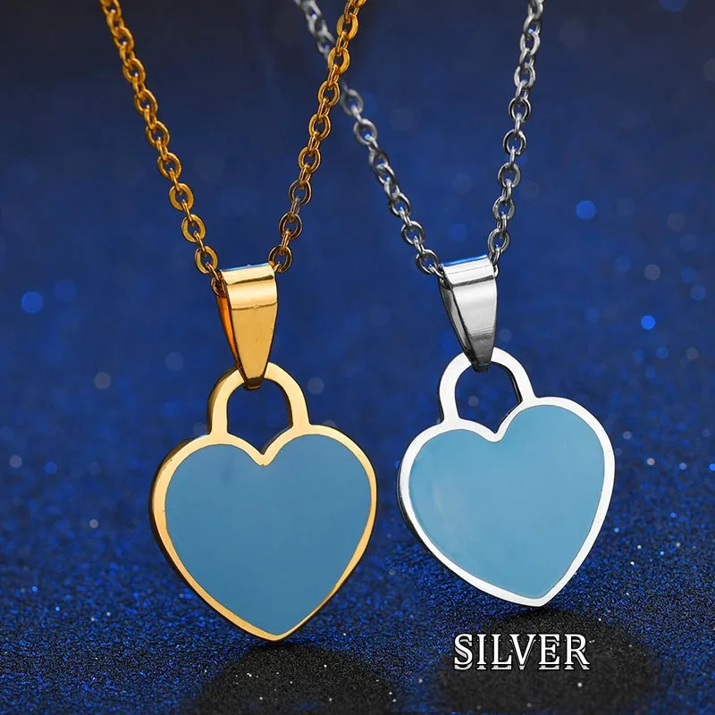 womens tiff gold chain love necklace designer jewelry women charm moissanite double heart pendants channel cjewelers clover neckla258I